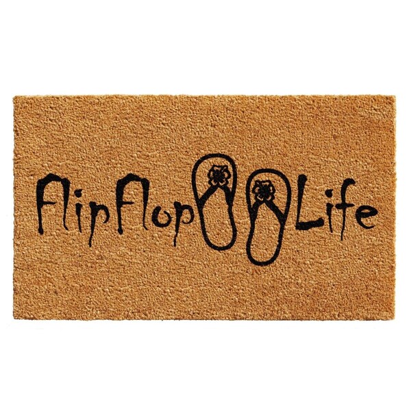 Configuracion 17 x 29 in. Flip Flop Life Rectangular Doormat Natural & Black CO3360050 - main